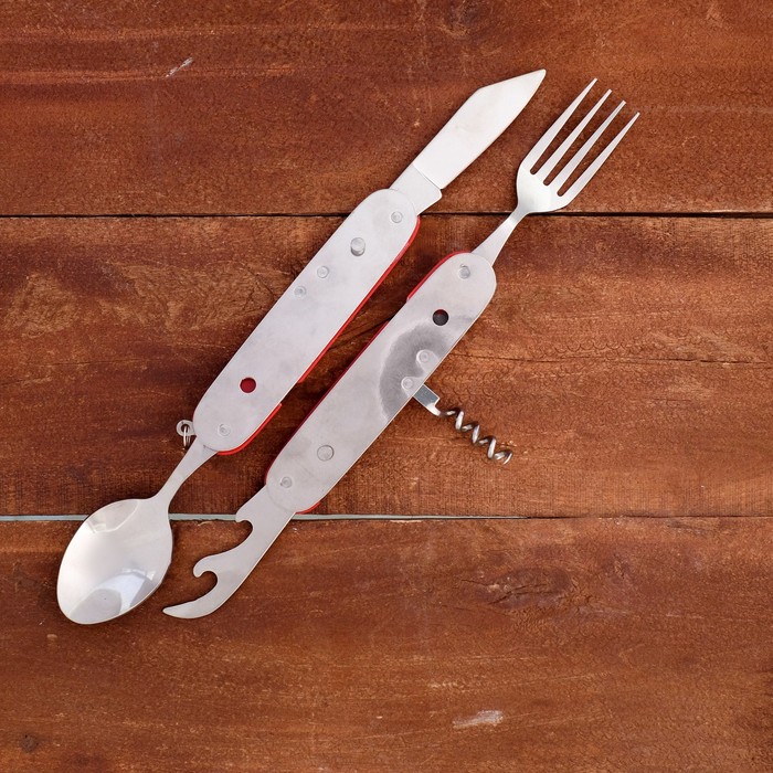 Набор туриста 5 в 1 рукоять красный пластик